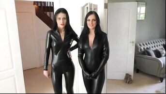Mom and daughter like to be bound in latex